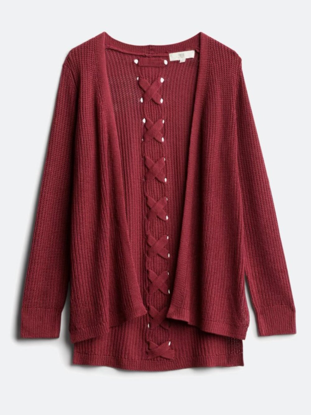 PINQUE Jamelya Back Detail Cardigan Burgundy | Size Medium